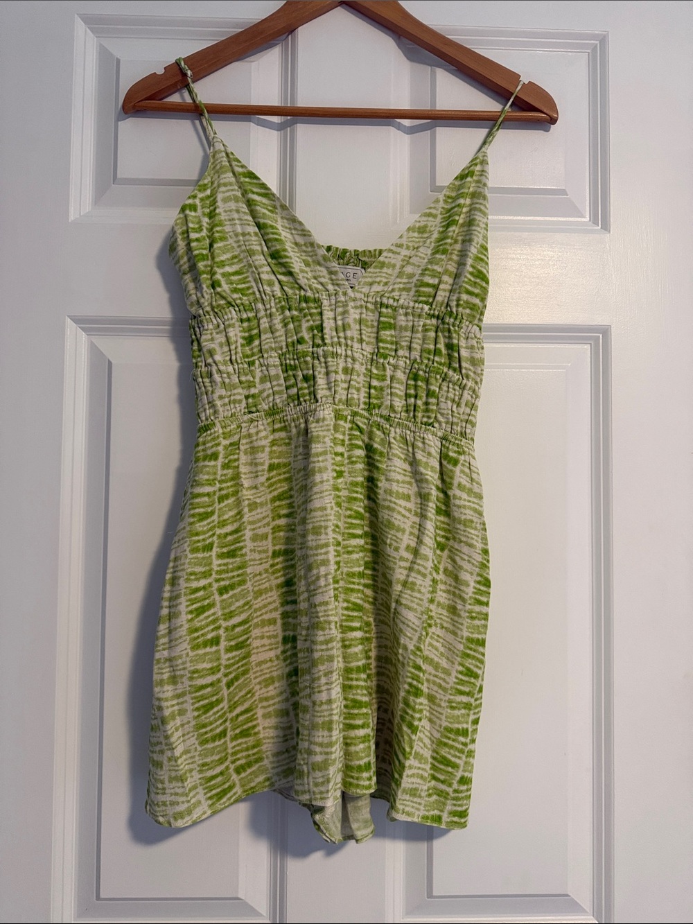 Sage Green & White Printed Romper